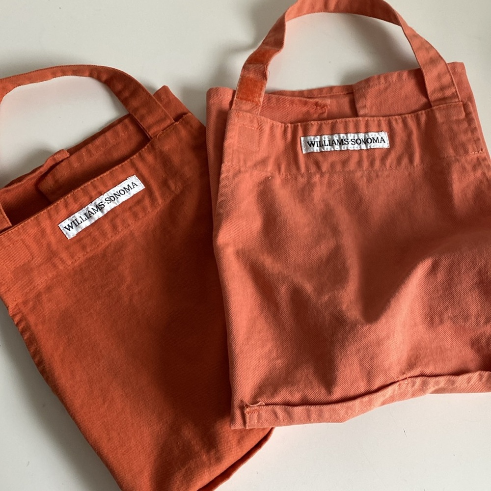 Williams Sonoma Terracotta and Orange Kid’s Aprons Set of 2